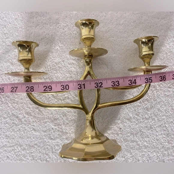 Vintage Brass 3  Candle Candelabra Candle Holder - Picture 14 of 15